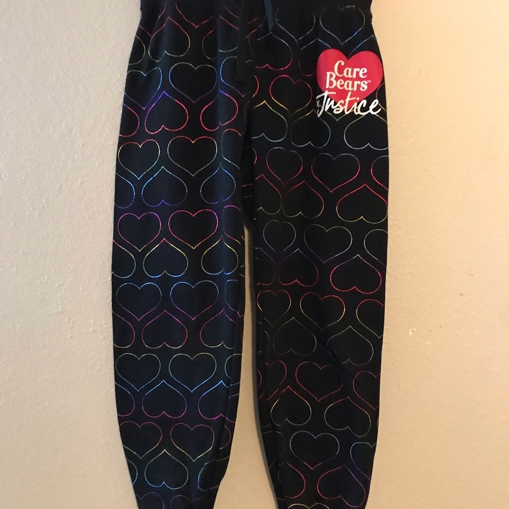 Justice x Care Bears Black Rainbow Heart Joggers for Kids